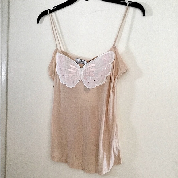 Vintage Tops - Vintage Sweetees Butterfly Appliqué Cami